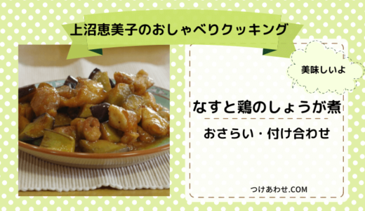 上沼恵美子のおしゃべりクッキング「なすと鶏のしょうが煮」おさらいと付け合わせ！